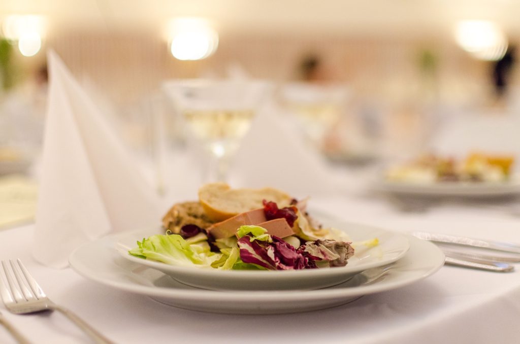 Plate of local and organic food for a wedding