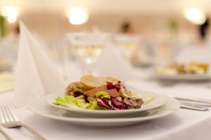 Plate of local and organic food for a wedding