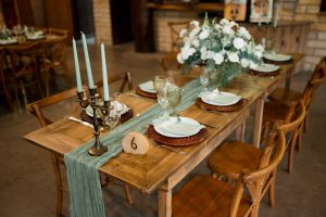 Eco-Friendly Wedding Table Runner and Table set-up