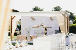 Eco-Friendly Wedding Vendor with table and chairs set up